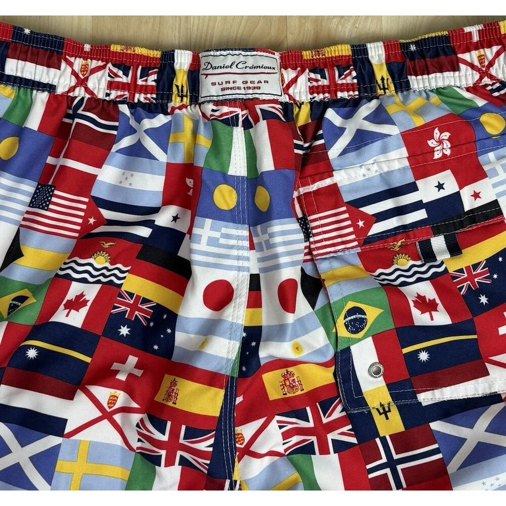 Men’s Daniel Cremieux Shorts / Swim Trunks / Flag Graphics / Size Medium / AOP